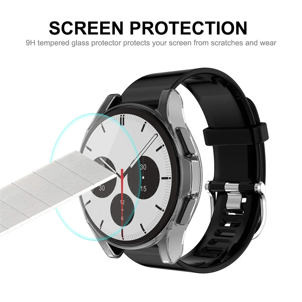 ENKAY HAT PRINCE Clear TPU Watch Case with 0.2mm 2.15D 9H Tempered Glass Screen Protector Film for Samsung Galaxy Watch4 Classic 42mm - 7