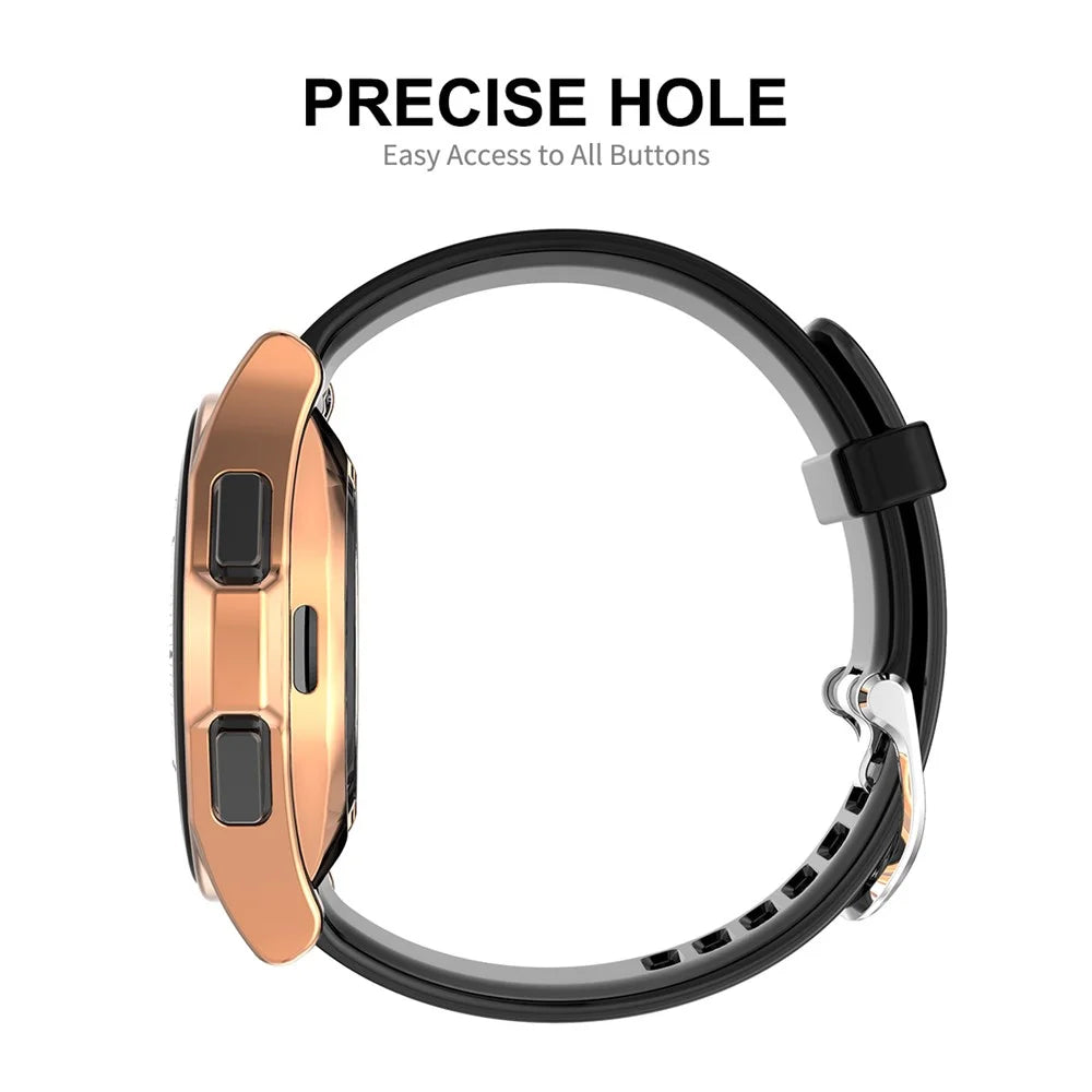 ENKAY HAT PRINCE 2-in-1 0.2mm 2.15D 9H Tempered Glass Screen Film with Electroplating TPU Smart Watch Case for Samsung Galaxy Watch4 Classic 46mm - Silver - 5