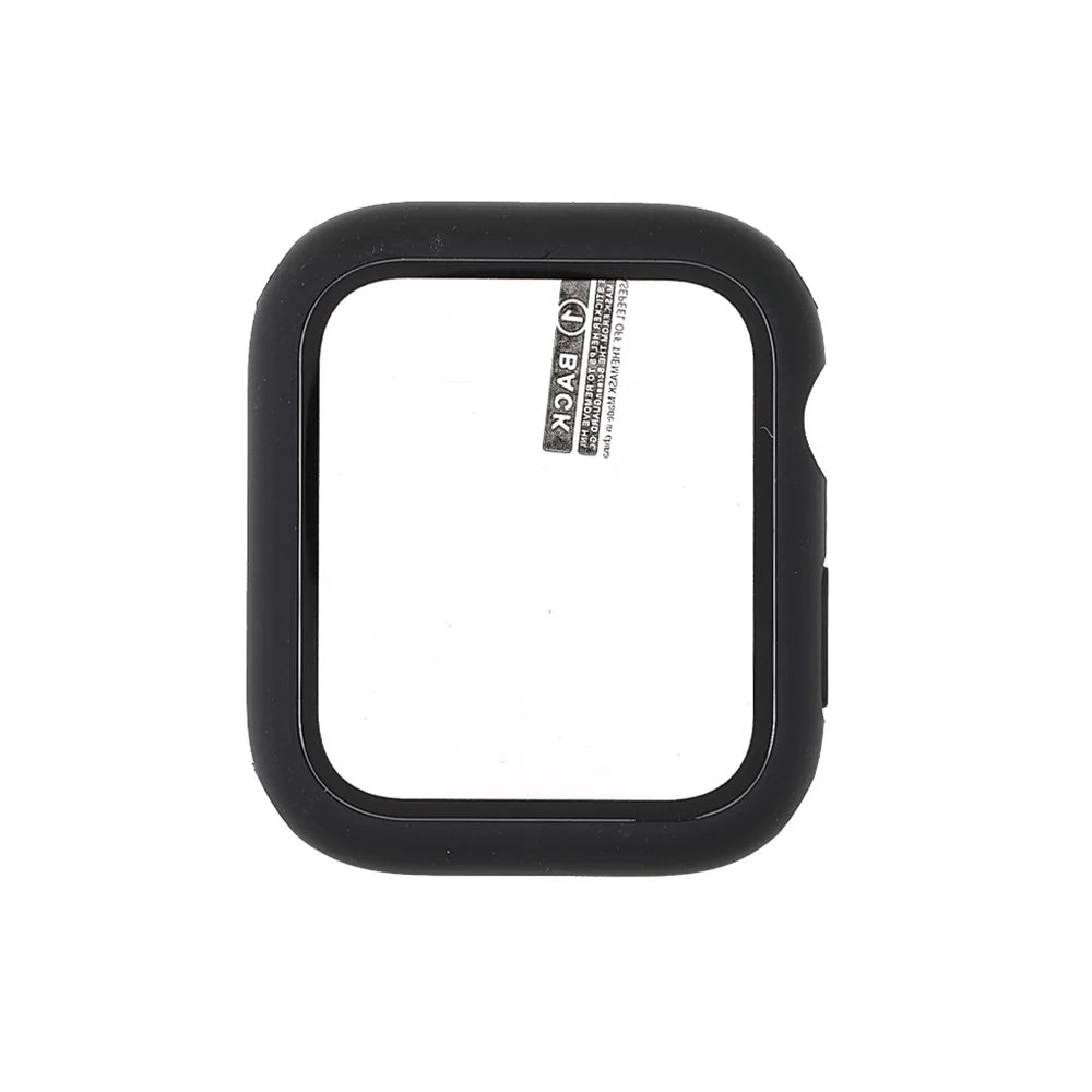 Matte Rubberized Case Tempered Glass Protector Cover for Apple Watch Series 9 / 8 / 7 45mm - 1