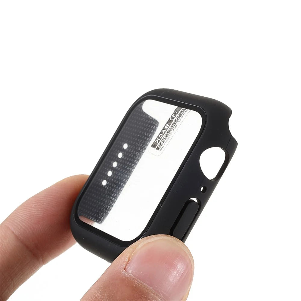 Matte Rubberized Case Tempered Glass Protector Cover for Apple Watch Series 9 / 8 / 7 45mm - 5