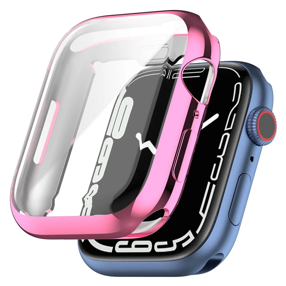 Electroplating TPU Watch Cover Full Protective Case for Apple Watch Series 9 / 8 / 7 41mm - Pink - 2