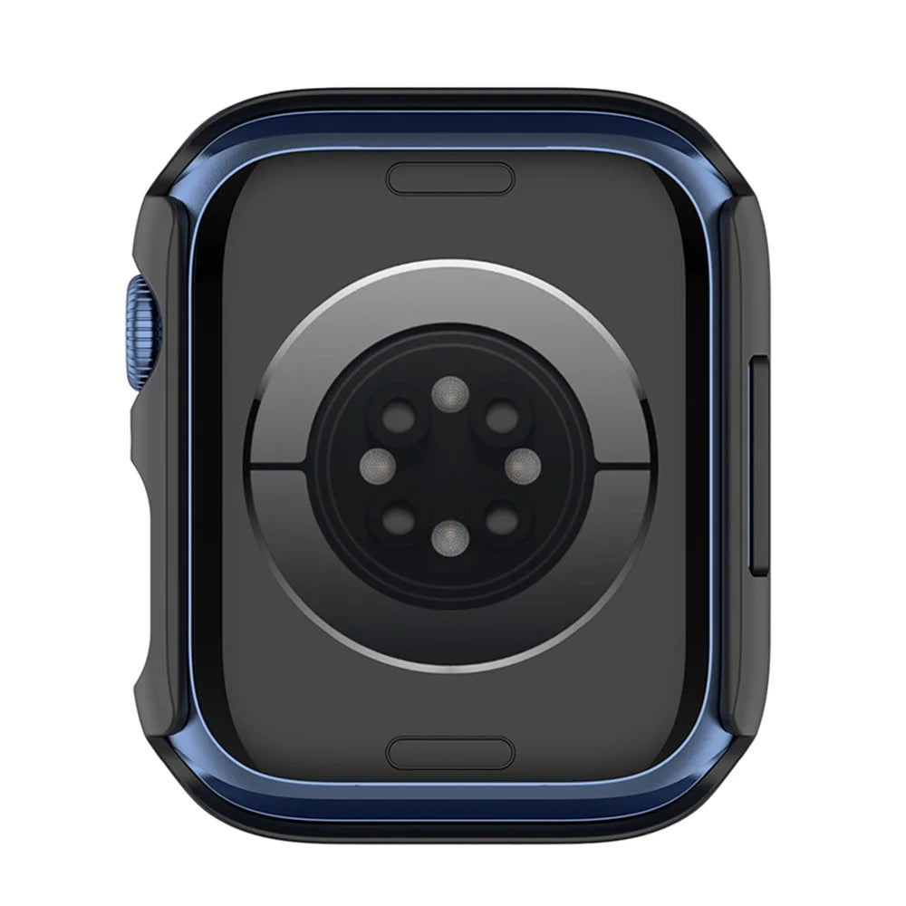 For Apple Watch Series 9 / 8 / 7 41mm Drop-proof PC Frame with Tempered Glass Screen Protector Integrated Watch Case - Black - 5