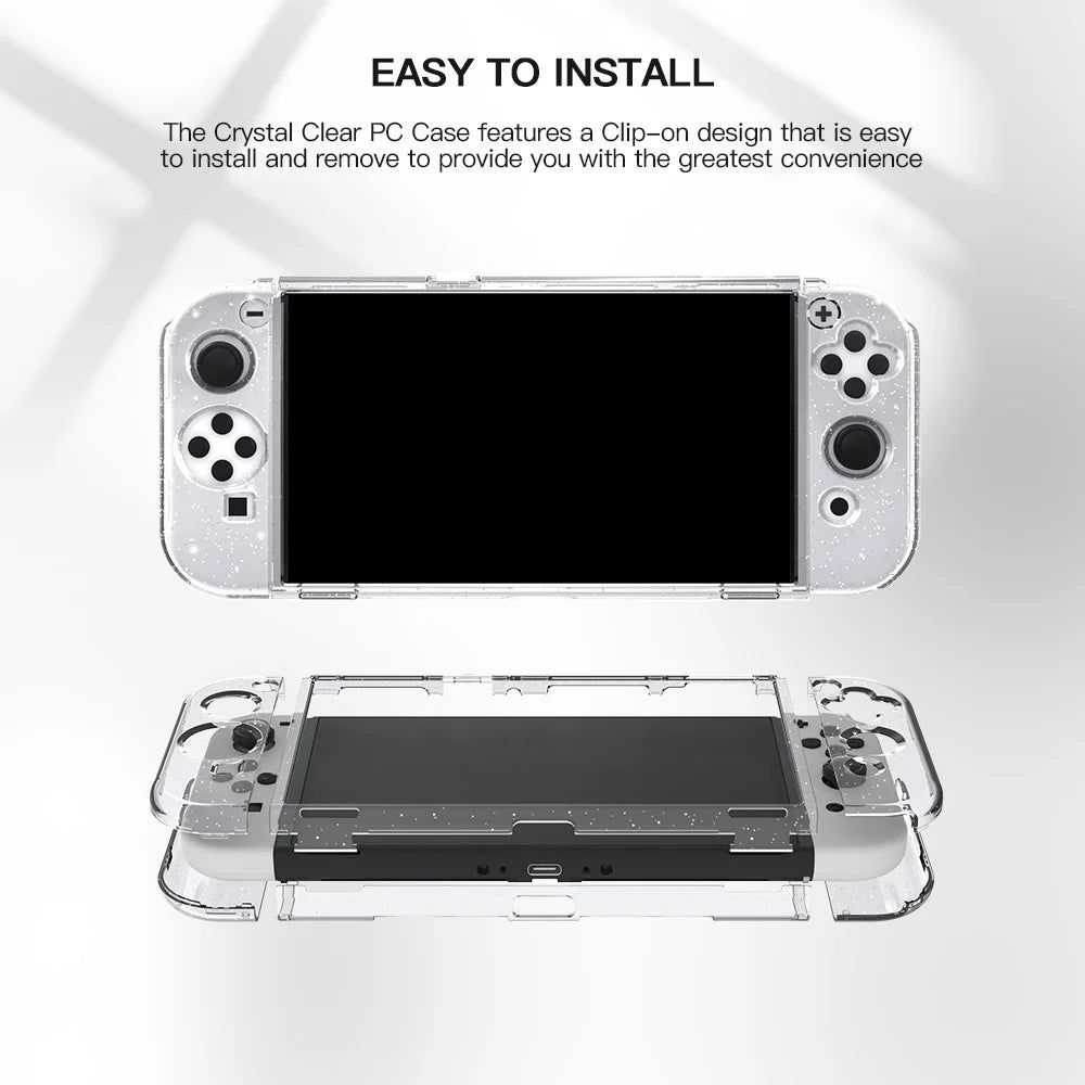 JYS JYS-NS221 Detachable Transparent Glitter PC Protective Case Drop-proof Cover for Nintendo Switch OLED - 3