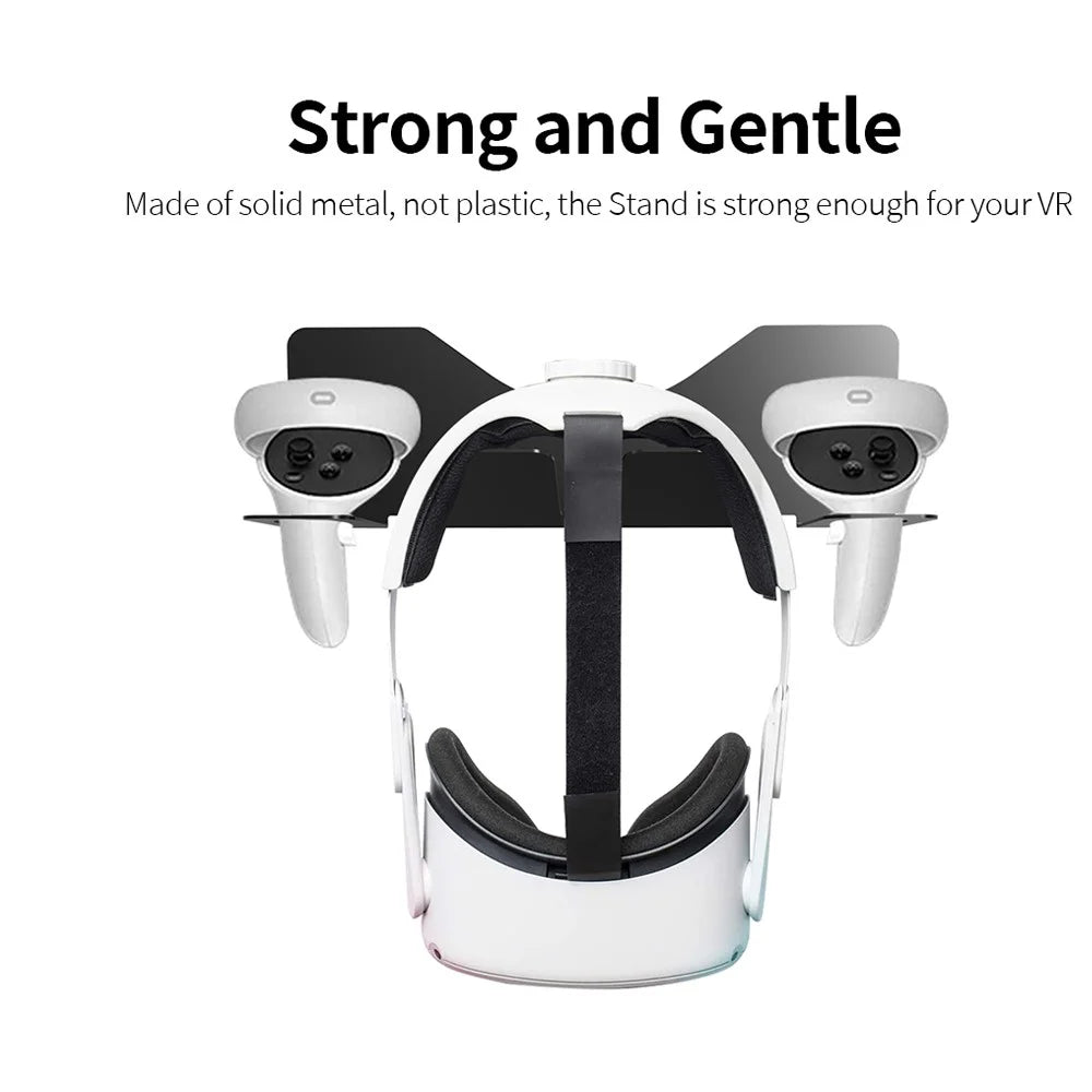 JYS JYS-MQ005 Wall Mounted Hook Stand VR Headset Controller Holder Storage Rack for Oculus Quest 2 / PS VR - Black - 2