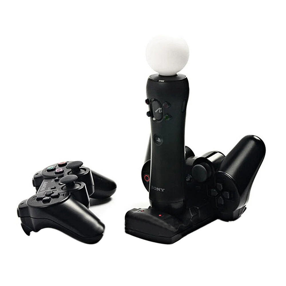 2 in 1 Dual Ports Charging Dock Multifunction Charging Station with Light Indicator for PS3/PS3 Move Controller - 5