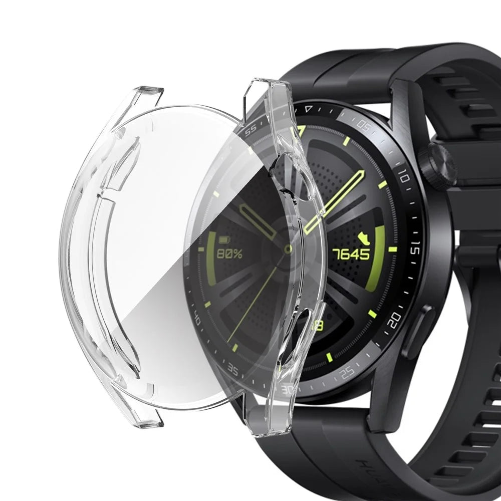 Clear Full Coverage Soft TPU Protective Watch Case Cover for Huawei Watch GT 3 46mm - Transparent White - 3