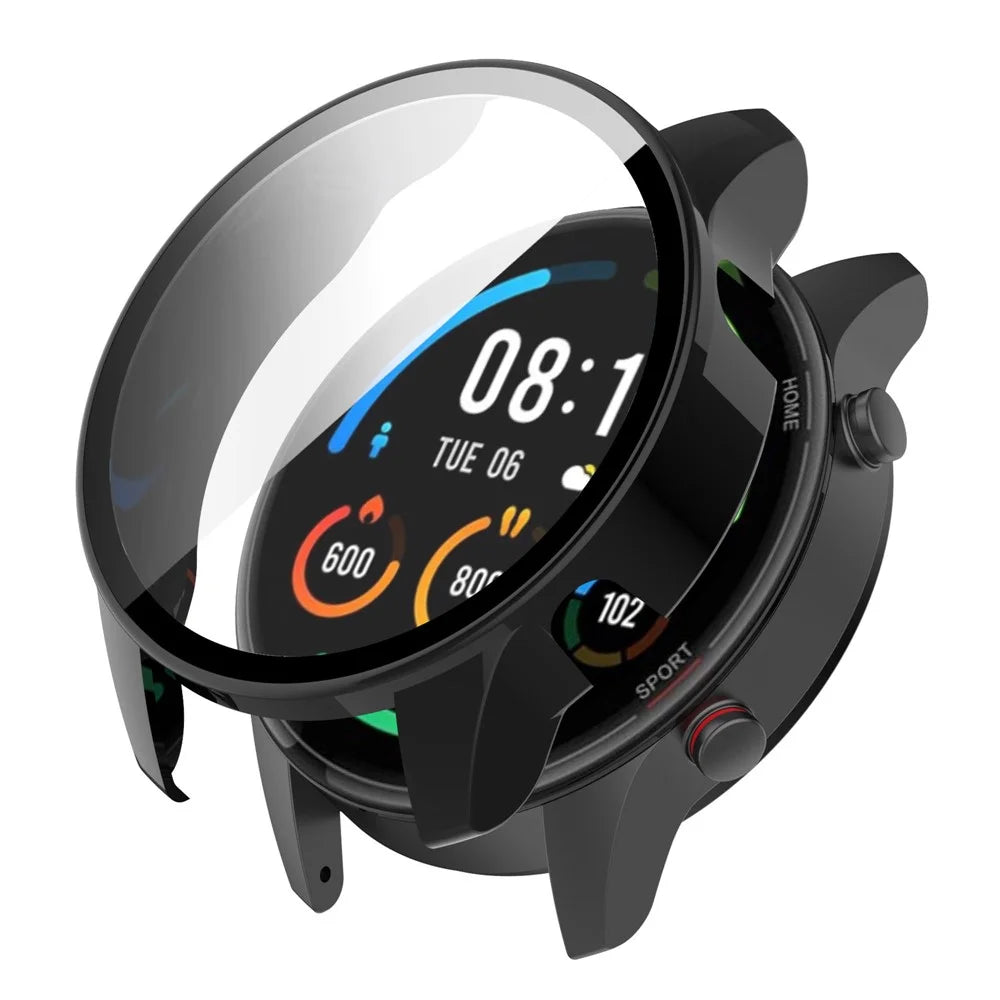 2 in 1 Smart Watch Hard PC Frame + Tempered Glass Screen Protector Watch Case for Xiaomi Mi Watch Color Sports - Black - 1