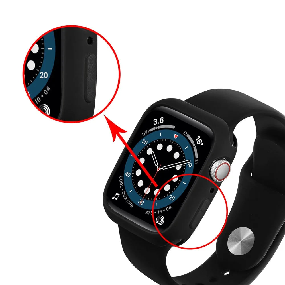 Candy Color Button Covered Soft TPU Protective Watch Case for Apple Watch Series 9 / 8 / 7 41mm - Black / Black - 6