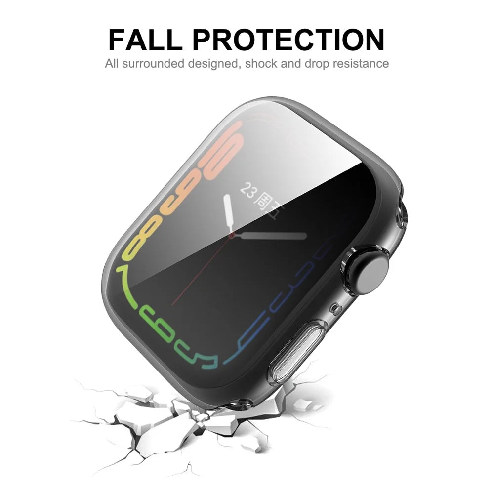 ENKAY HAT PRINCE TPU Protective Watch Case Cover with 9H Tempered Glass Screen Protector for Apple Watch Series 9 / 8 / 7 45mm - Transparent - 6