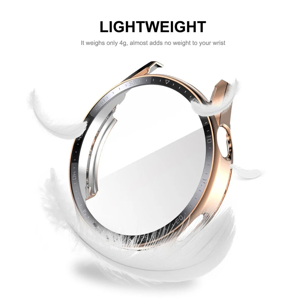 ENKAY HAT PRINCE for Huawei Watch GT 3 46mm 9H Tempered Glass Screen Protector Scale Design Electroplating Hard PC Watch Protective Case - Rose Gold - 6