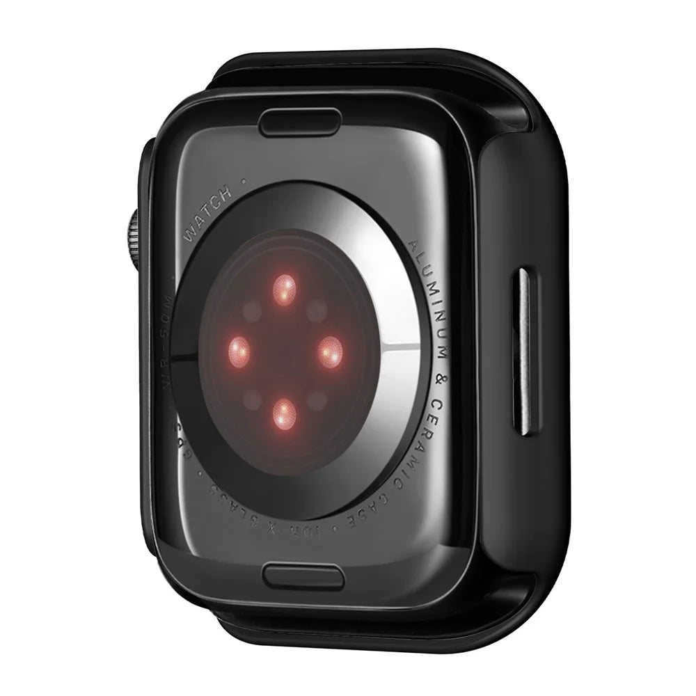 Matte PC Watch Case for Apple Watch Series 9 / 8 / 7 41mm Electroplating Watch Cover Protector with Tempered Glass Screen Protector - Black - 7