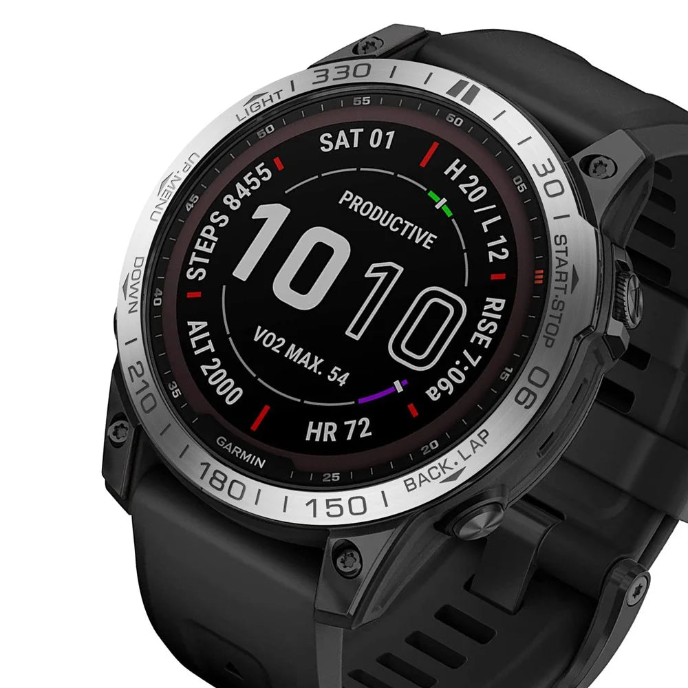 For Garmin Fenix 7 Scale Design Stainless Steel Sporty Smart Watch Bezel Protective Decor Ring - Silver/Grey - 2