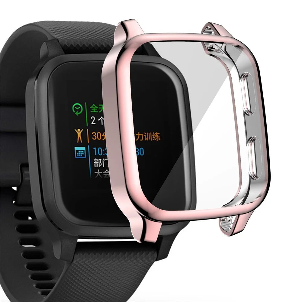 For Garmin Venu Sq Soft TPU Electroplated Frame Watch Case Full Protection Screen Protector Cover - Pink - 3