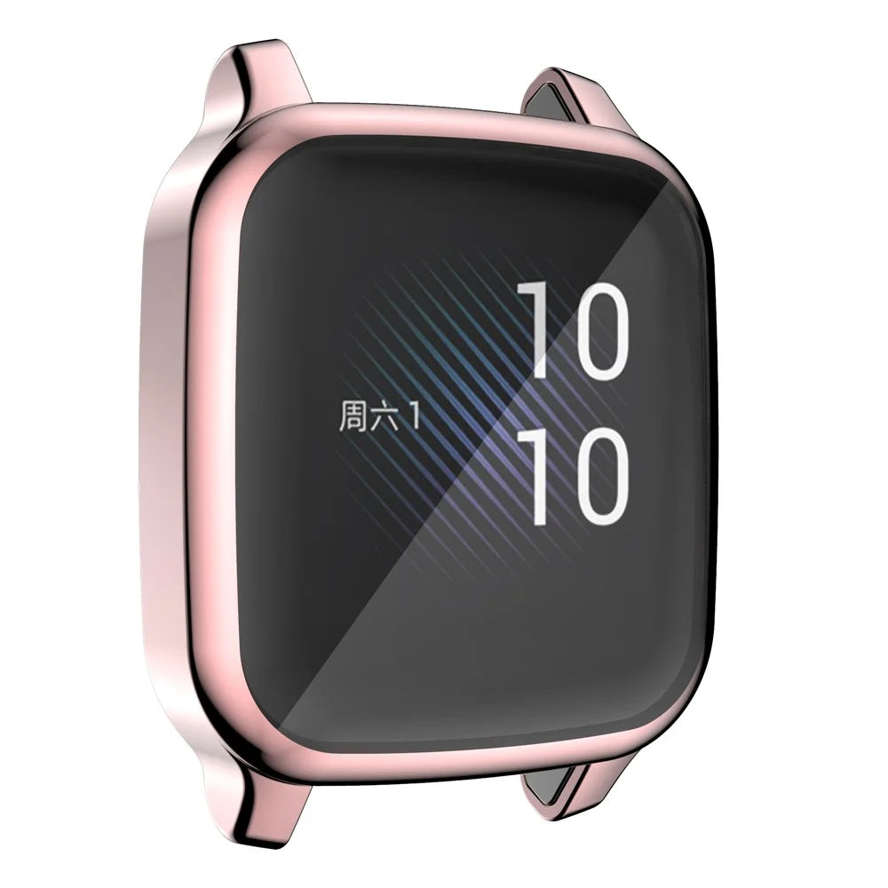 For Garmin Venu Sq Soft TPU Electroplated Frame Watch Case Full Protection Screen Protector Cover - Pink - 4