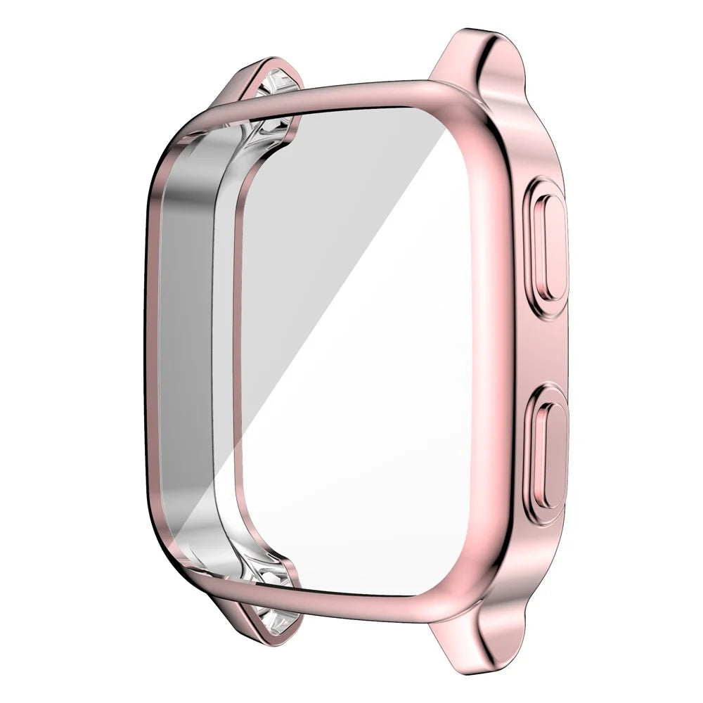 For Garmin Venu Sq Soft TPU Electroplated Frame Watch Case Full Protection Screen Protector Cover - Pink - 7