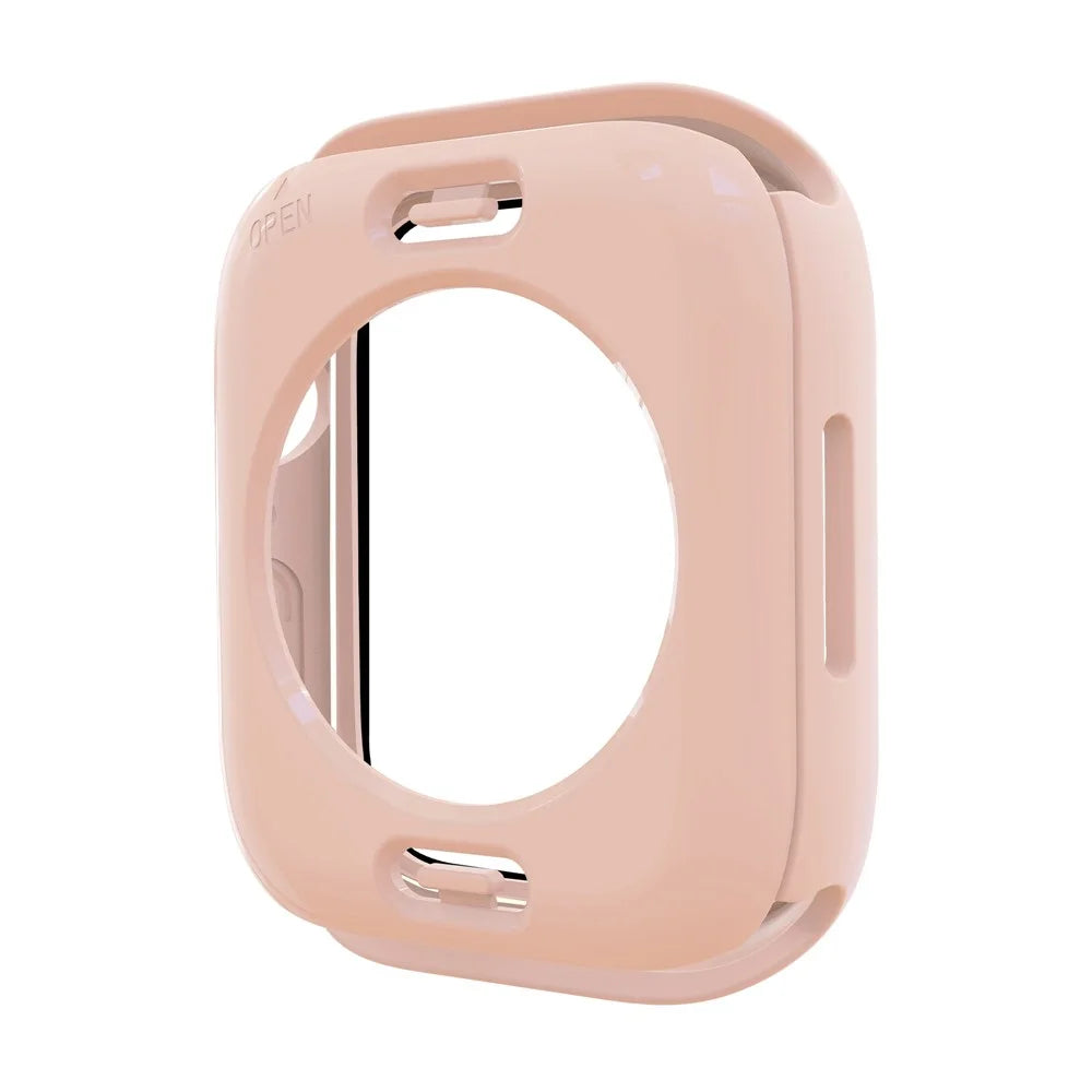 For Apple Watch Series 9 / 8 / 7 45mm Anti-scratch Tempered Glass Screen Protector Waterproof PC Watch Case with Back Cover - Pink - 3