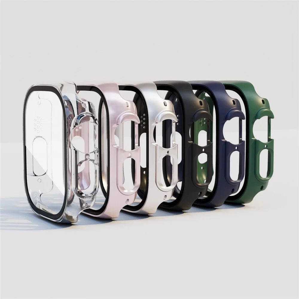For Apple Watch Ultra 3 / Ultra 2 / Ultra 49mm Hard PC Case with Tempered Glass Screen Protector Overall Scratch-Proof Protective Cover - Black - 7