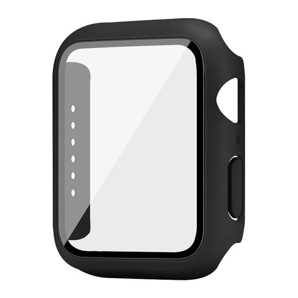 IMAK Watch Case For Apple Watch SE3 / SE2 / SE1 / 6 / 5 / 4 44mm Anti-Scratch Watch Cover with HD Tempered Glass - Black - 3