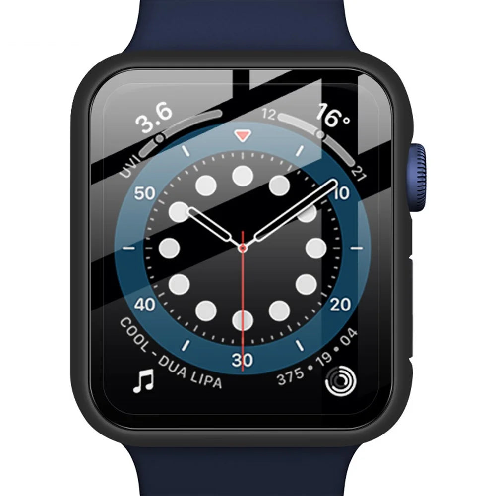 IMAK Watch Case For Apple Watch SE3 / SE2 / SE1 / 6 / 5 / 4 44mm Anti-Scratch Watch Cover with HD Tempered Glass - Black - 5