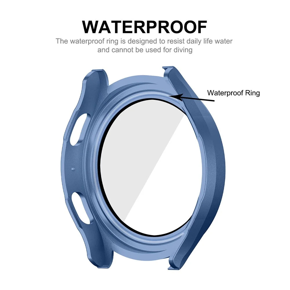 ENKAY HAT PRINCE For Samsung Galaxy Watch 4 / 5 44mm Anti-Moisture Waterproof Cover with Tempered Glass Screen Protector Hard PC All-Around Protective Case - Blue - 3