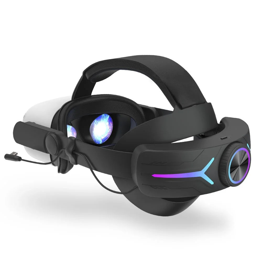 JY-HC2 For Oculus Quest 2 VR Glasses Headband Adjustable Head Strap with 8000mAh Battery - Black - 1