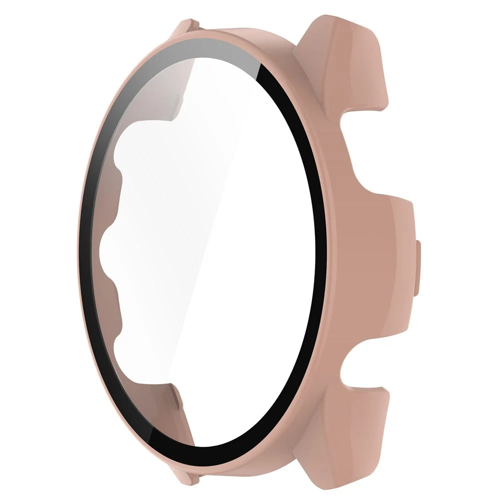 For Garmin Forerunner 265 Smart Watch PC Watch Case with Tempered Glass Screen Protector - Pink - 2