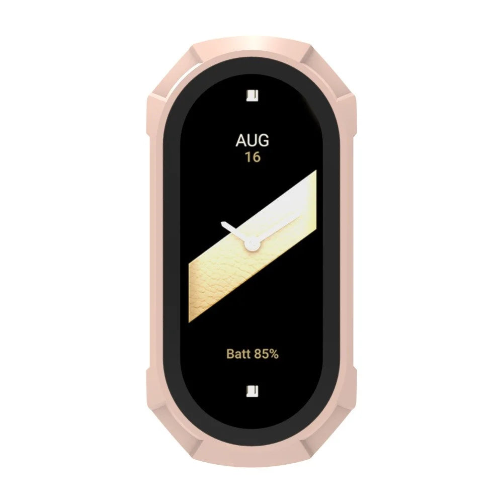For Xiaomi Smart Band 8 Hard PC Watch Case Protective Frame with Integrated HD Glass Film - Pink - 2