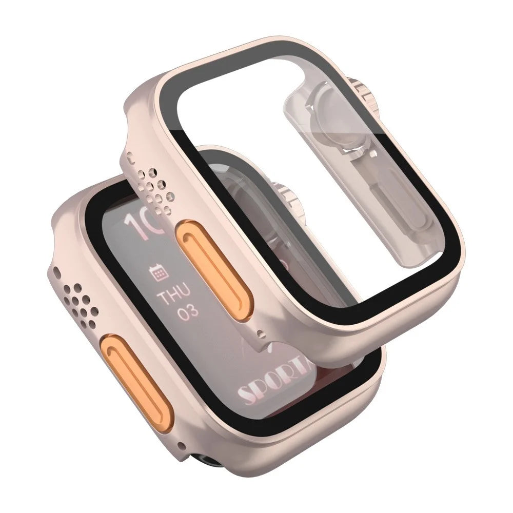 For Apple Watch Series SE3 / SE2 / SE1 / 6 / 5 / 4 40mm Waterproof Drop-proof PC Watch Case with Tempered Glass Screen Protector - Rose Gold - 2