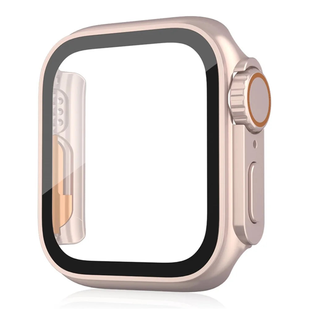 For Apple Watch Series SE3 / SE2 / SE1 / 6 / 5 / 4 40mm Waterproof Drop-proof PC Watch Case with Tempered Glass Screen Protector - Rose Gold - 3