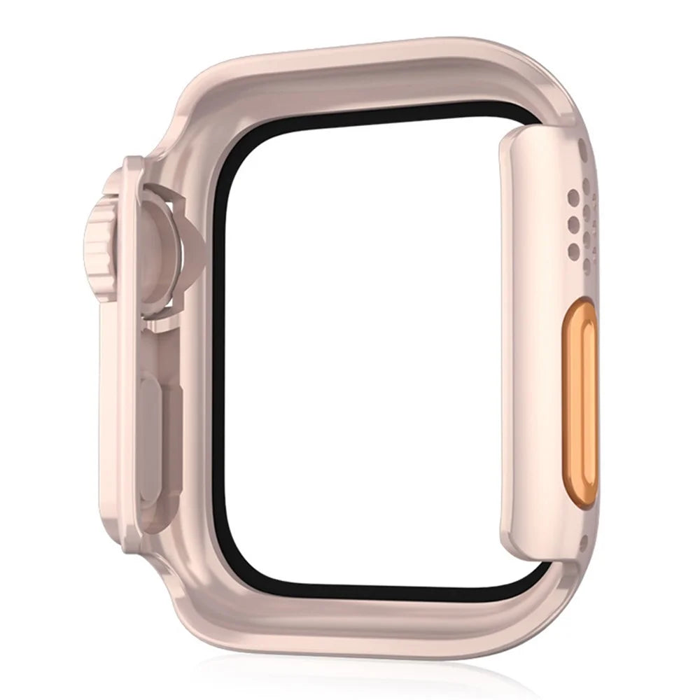 For Apple Watch Series SE3 / SE2 / SE1 / 6 / 5 / 4 40mm Waterproof Drop-proof PC Watch Case with Tempered Glass Screen Protector - Rose Gold - 4