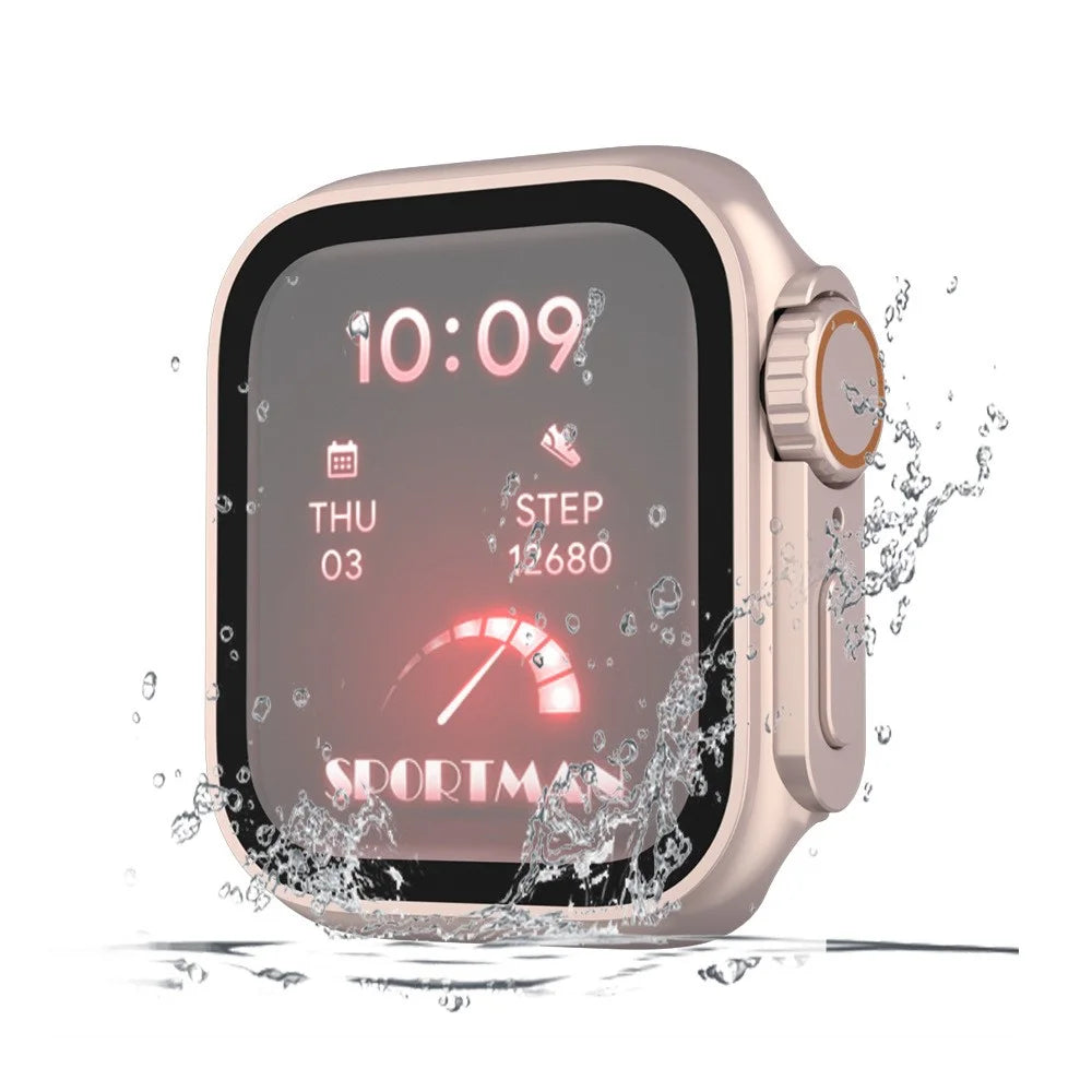For Apple Watch Series SE3 / SE2 / SE1 / 6 / 5 / 4 40mm Waterproof Drop-proof PC Watch Case with Tempered Glass Screen Protector - Rose Gold - 5