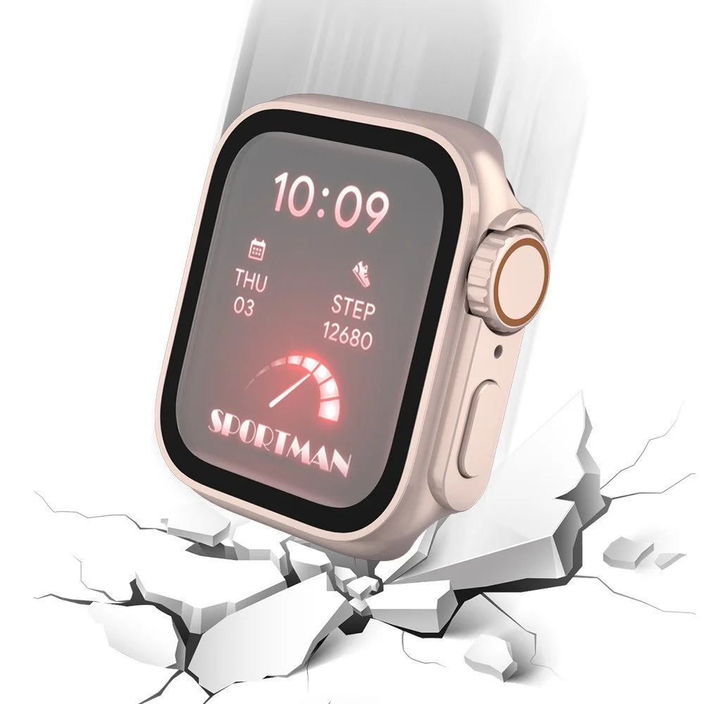 For Apple Watch Series SE3 / SE2 / SE1 / 6 / 5 / 4 40mm Waterproof Drop-proof PC Watch Case with Tempered Glass Screen Protector - Rose Gold - 6