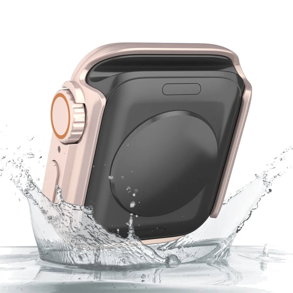 For Apple Watch Series SE3 / SE2 / SE1 / 6 / 5 / 4 40mm Waterproof Drop-proof PC Watch Case with Tempered Glass Screen Protector - Rose Gold - 7