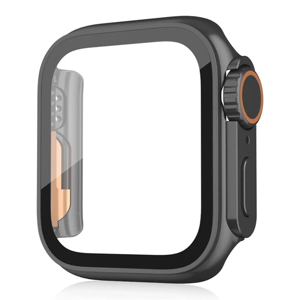Watch Cover for Apple Watch Series SE3 / SE2 / SE1 / 6 / 5 / 4 44mm Waterproof PC Watch Case with Tempered Glass Screen Protector - Black - 3