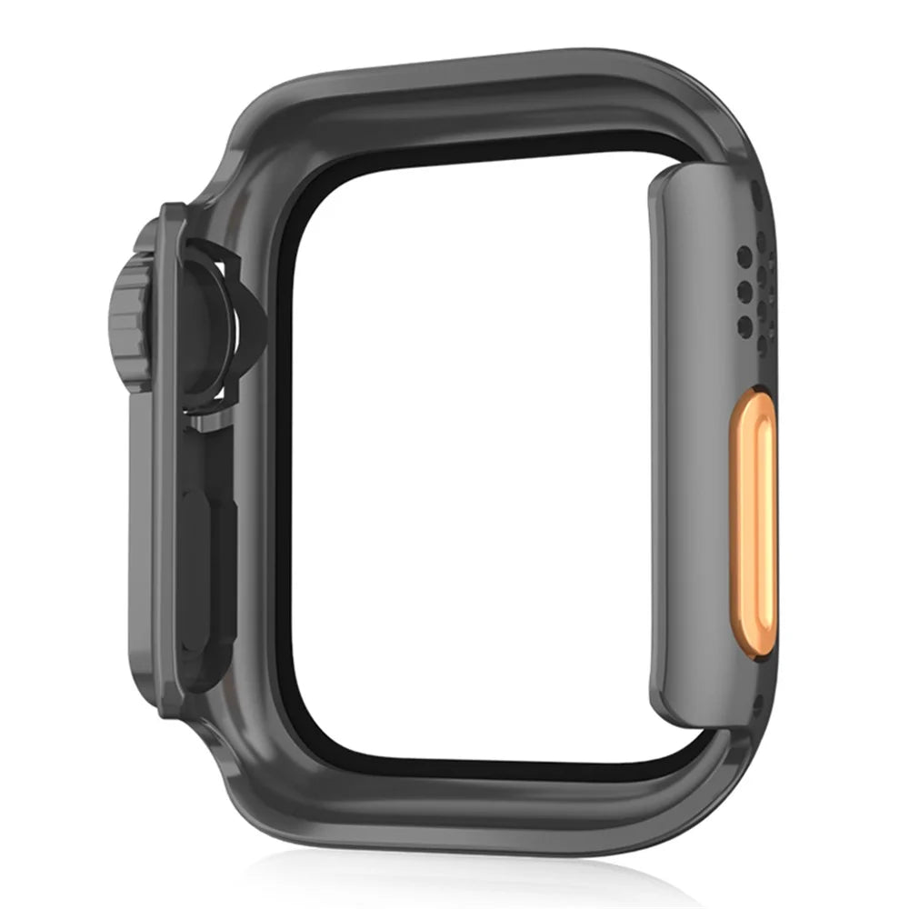 Watch Cover for Apple Watch Series SE3 / SE2 / SE1 / 6 / 5 / 4 44mm Waterproof PC Watch Case with Tempered Glass Screen Protector - Black - 4