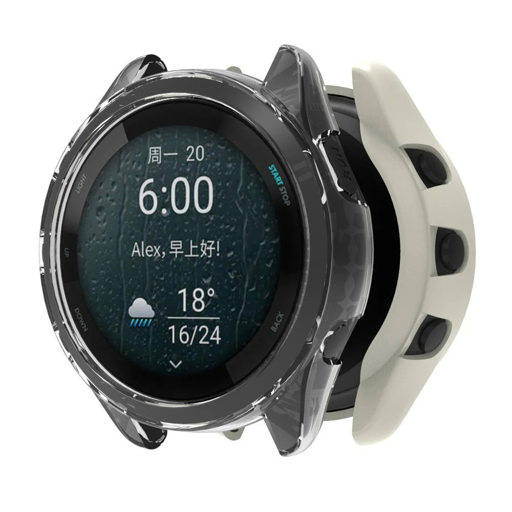 For Garmin Forerunner 265 TPU Watch Case Anti-collision Hollow Protective Frame - Transparent Orange - 4