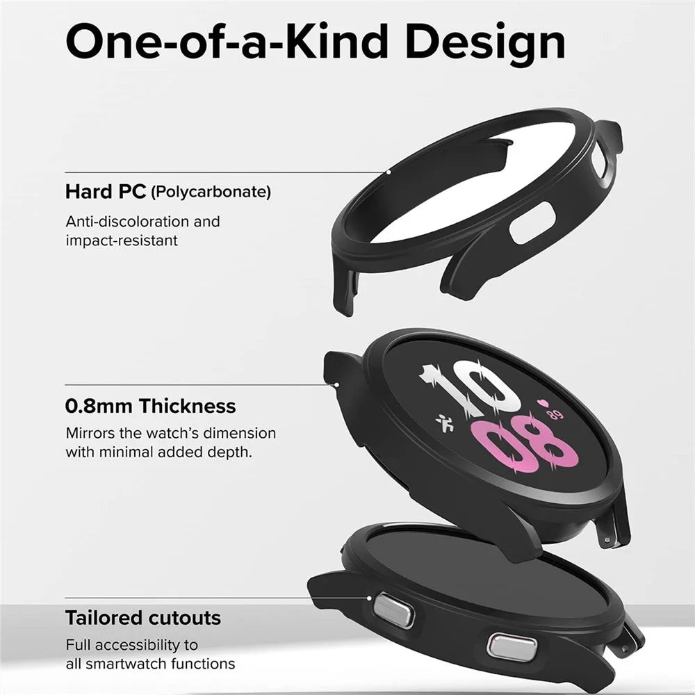 For Samsung Galaxy Watch6 44mm Hard PC Frame Ultra-Thin Rubberized Watch Case Cover - Black - 3