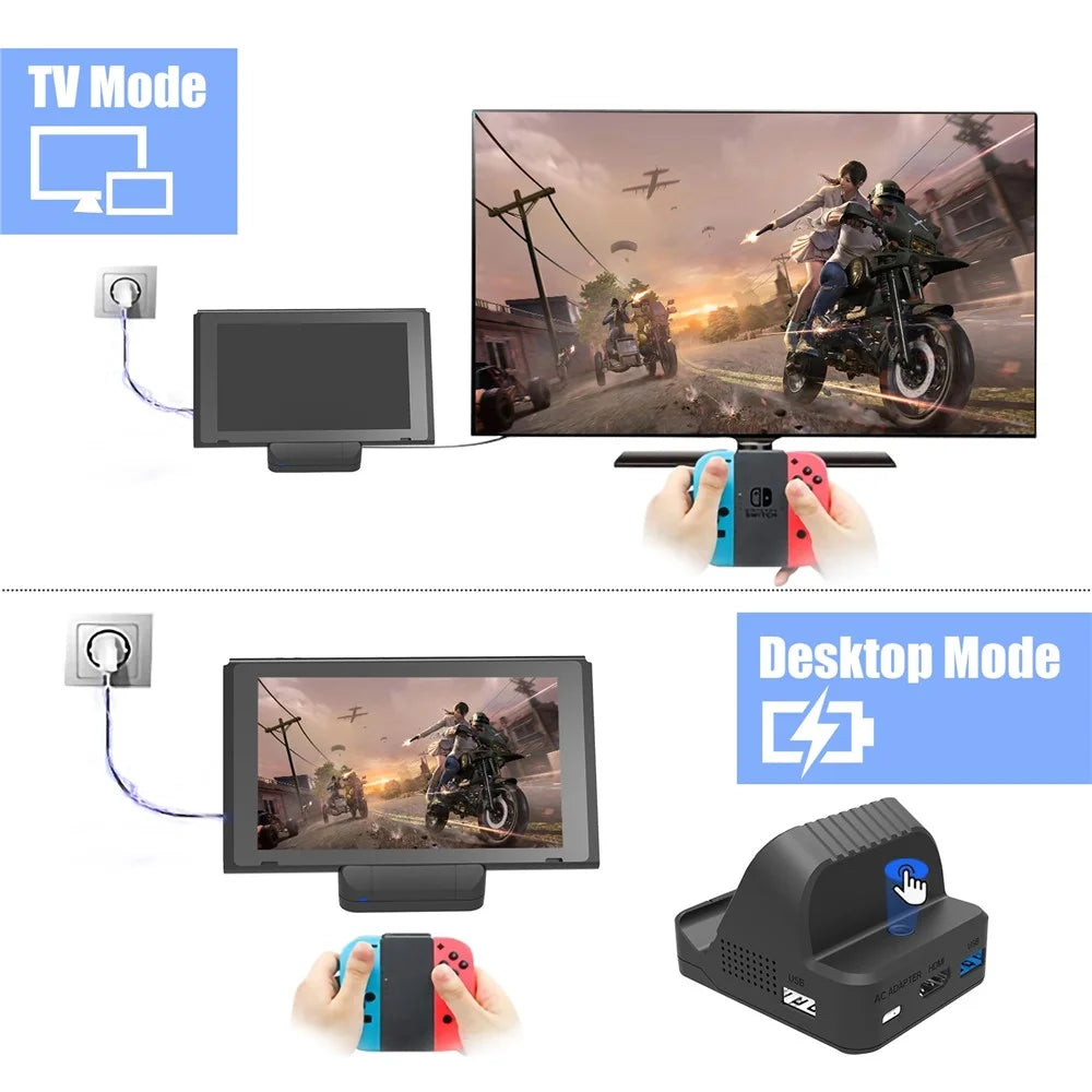 SW300 Docking Station for Nintendo Switch , Portable HD TV Dock Hub Adapter with Fan - Black - 6