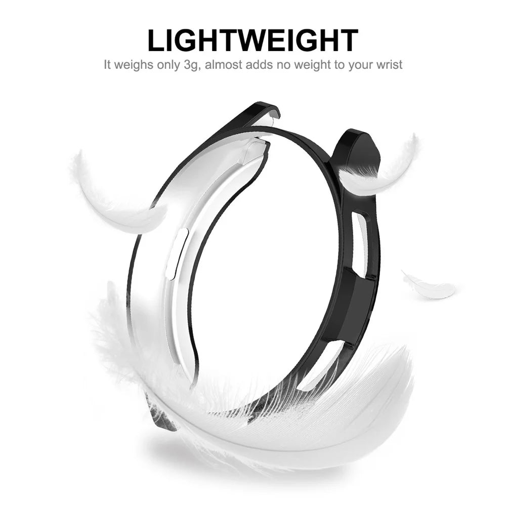 ENKAY HAT PRINCE For Samsung Galaxy Watch6 Classic 47mm Half-Cover Watch Case Electroplating TPU Frame with 0.2mm 9H Tempered Glass Screen Film - Pink - 5