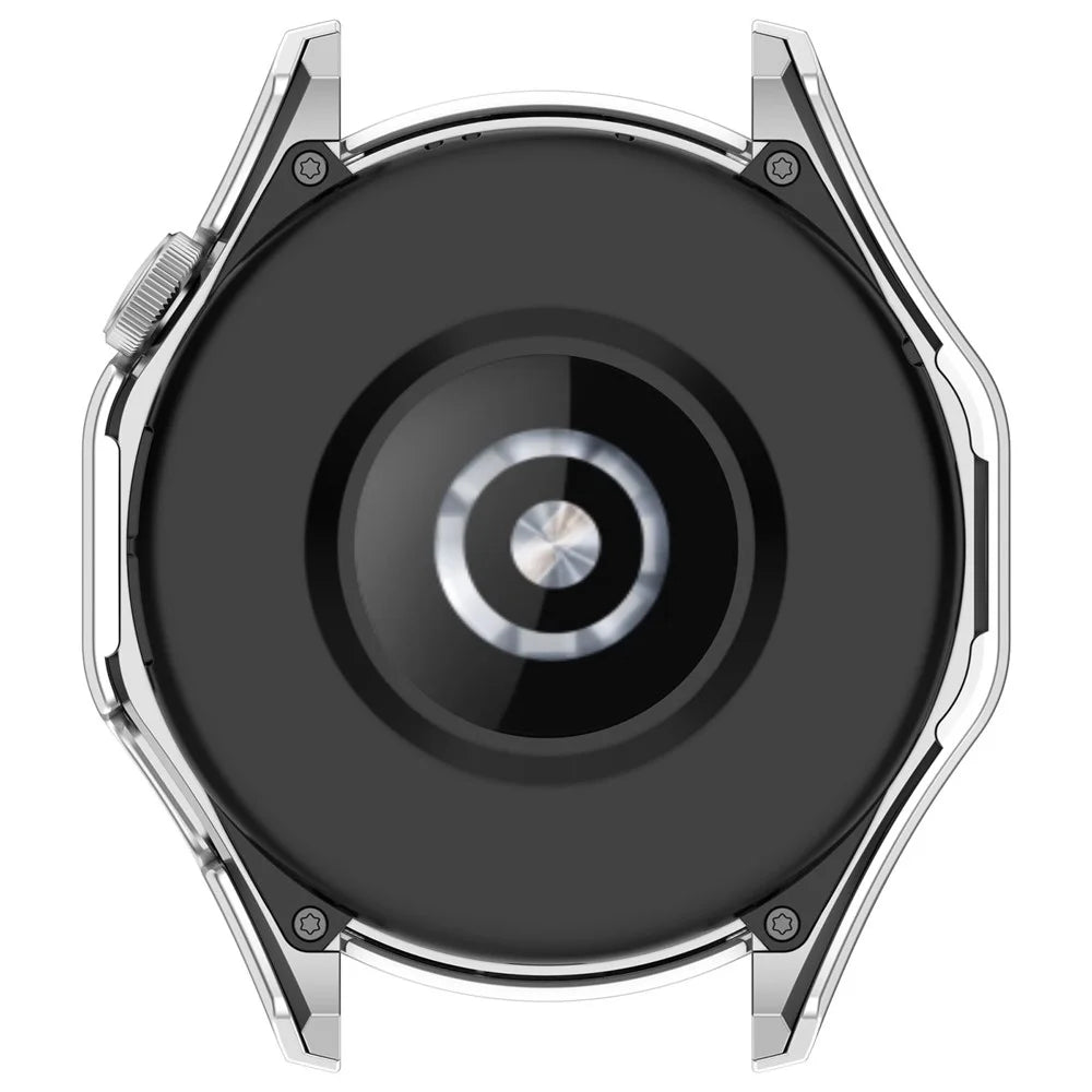 For Huawei Watch GT 4 46mm Watch Case Tempered Glass Screen Protector PC Frame Cover with Dial Plate - Silver - 7