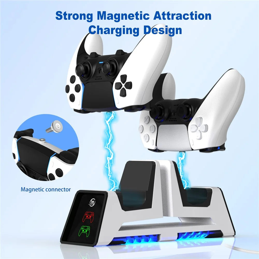 JYS JYS-P5167 For PS5 / PS5 Edge Controller Dual Slot Magnetic Charging Base VR Headset Storage Rack - 5