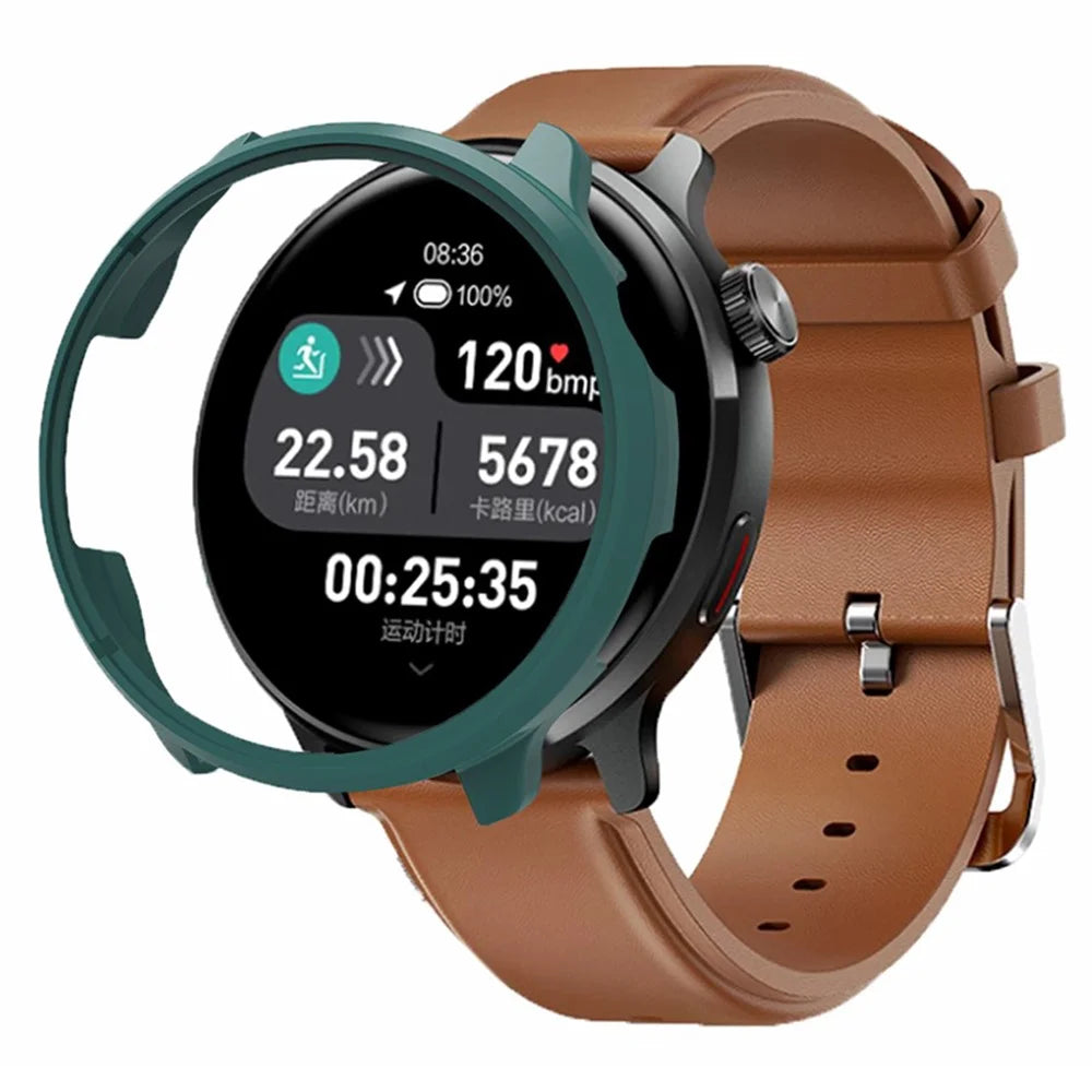 For Mibro Watch Lite2 Watch Protective Frame PC Anti-scratch Half Wrapped Cover - Midnight Green - 1
