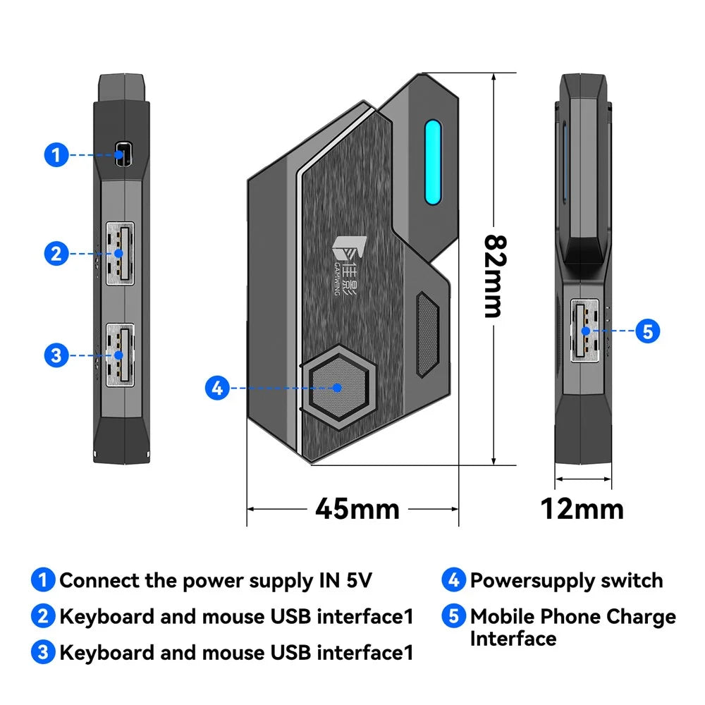 GAMWING Elite Converter+G2 Mouse+K12 Mute Keyboard+Phone Bracket Stand - 7