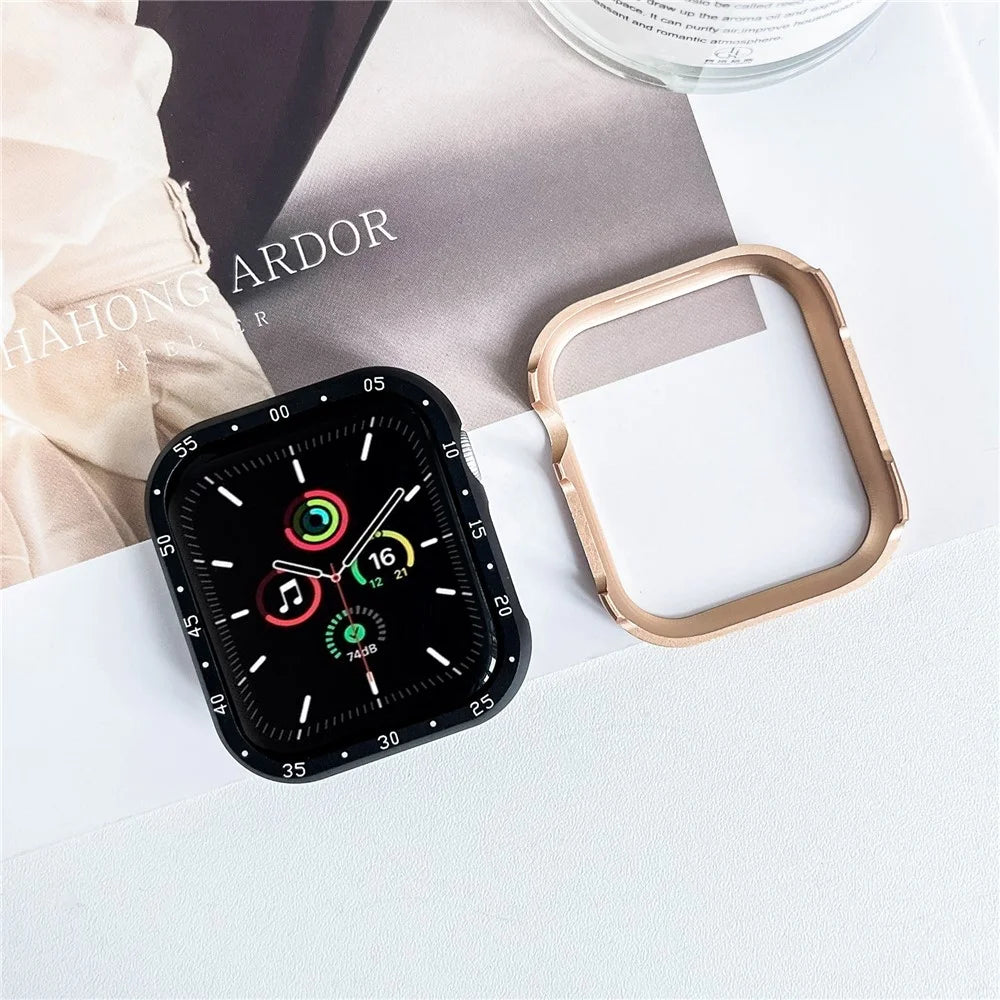 For Apple Watch Series 9 / 8 / 7 41mm Aluminum Alloy Watch Case Protective Cover with Dial Plate - Gold - 2