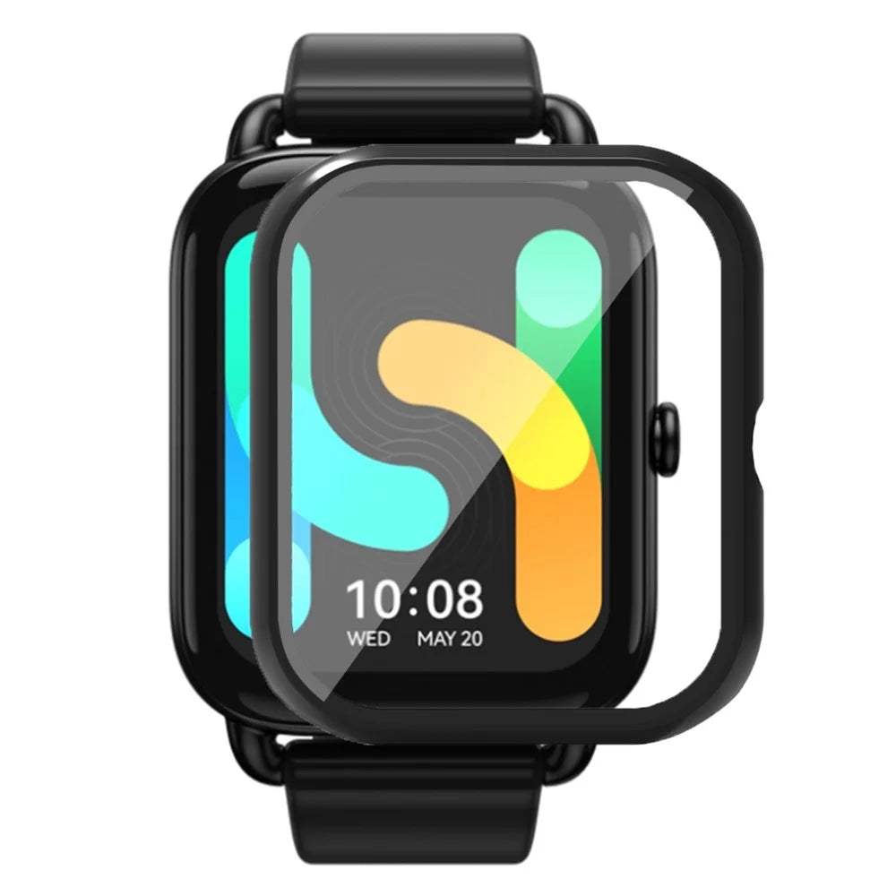 For Haylou GST Lite(LS13) / GST(LS09B) Case Hard PC Watch Case Cover with Screen Protector - Black - 7