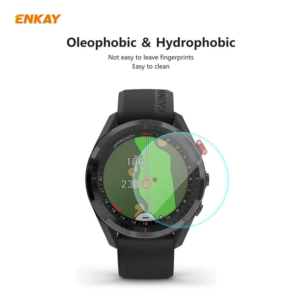 ENKAY 2Pcs/Pack 0.2mm 9H 2.15D Tempered Glass Screen Films for Garmin Approach S62 - 4