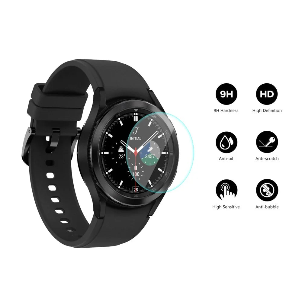 ENKAY HAT PRINCE 5Pcs/Pack 9H Hardness HD Clear 2.15D Arc Edge 0.2mm Tempered Screen Guard Protector for Samsung Galaxy Watch4 Classic 46mm - 2