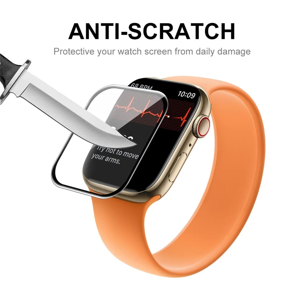 ENKAY HAT PRINCE for Apple Watch Series 9 / 8 / 7 41mm 5Pcs / Pack Full Coverage Full Glue Curved Hot Bending Scratch-Resistant Tempered Glass Screen Protector - Black Edges - 6