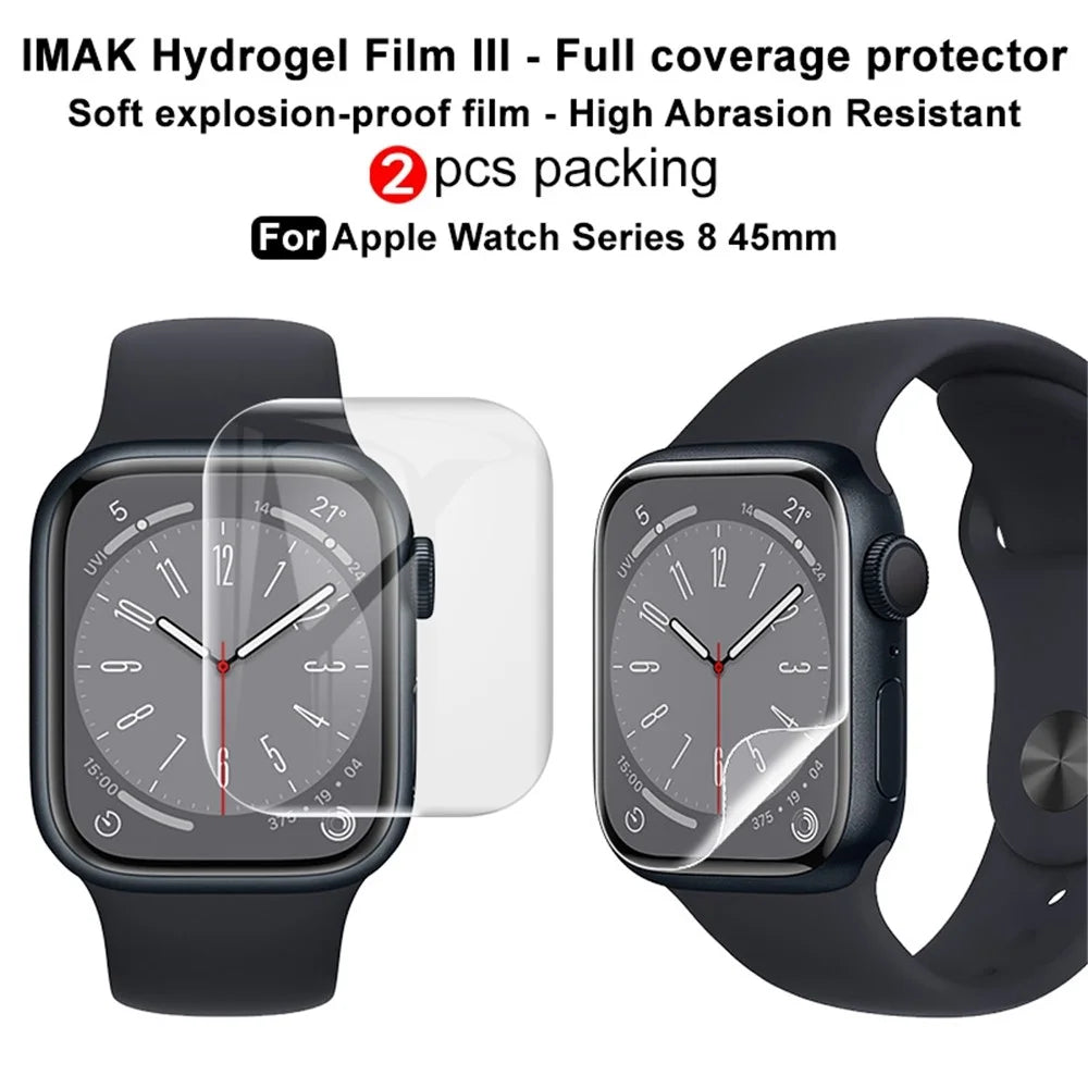 IMAK 2Pcs / Set for Apple Watch Series 9 / 8 / 7 45mm Hydrogel Film III Curved Surface Transparent TPU Film Anti-scratch Screen Protector - 4