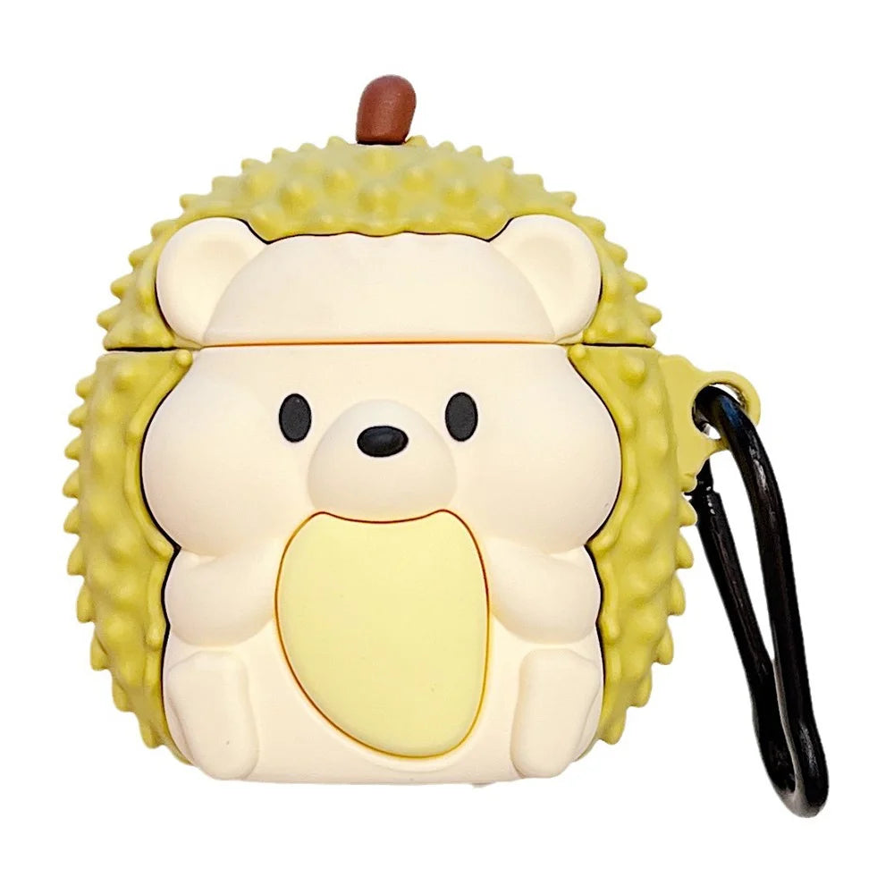 For Apple AirPods with Wireless Charging Case (2019) / AirPods with Charging Case (2019) (2016) Hedgehog Durian Silicone Cover - 1